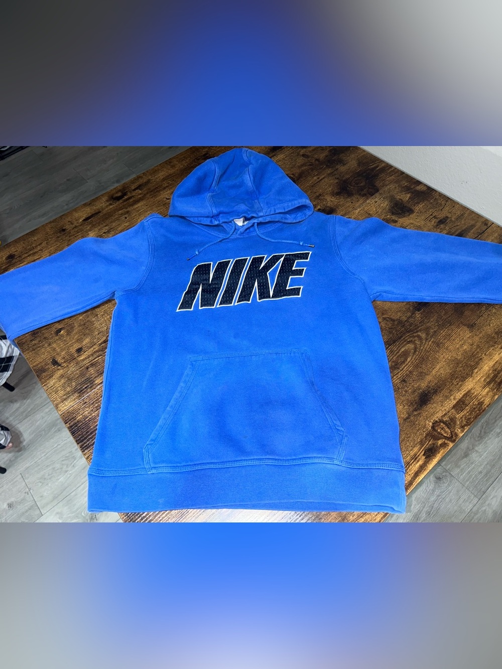 Nike Royal Blue Spellout Fleece Hoodie Pullover S
